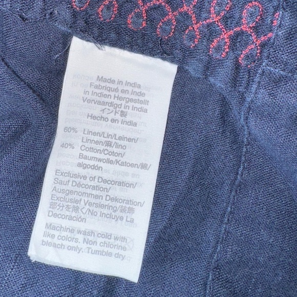 J. Crew Embroidered Navy Blue And Red Tunic Top Dress Size Small - Picture 7 of 7